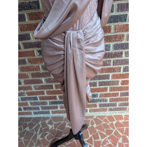 NWT Miss Circle Satin Crystal Embellished Corset Dress-Blush Pink-Sz Med - Picture 12 of 16
